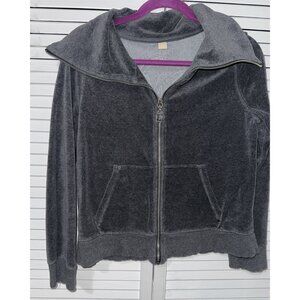 Michael Kors Women’s Full Zip  Logo Gray Hooded Sweatshirt Sz M Pockets